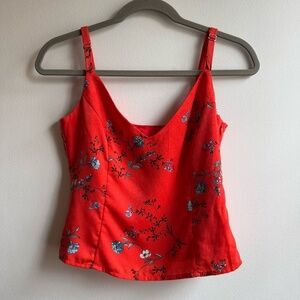 Honey Punch Women's Orange Floral Cropped Tank Size S NWT